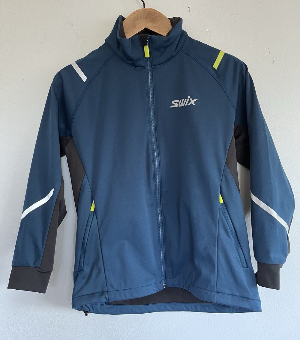 SWIX Junior Cross Country XC Softshell Ski Jacket Blue Youth Gorpcore Sz 152/12
